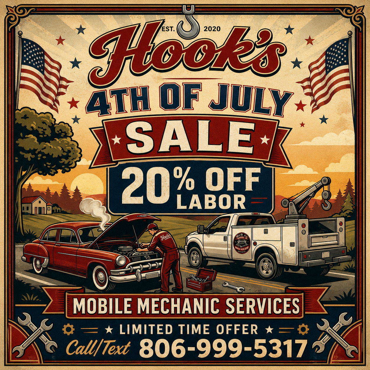 4th of July sale - 20% off labor